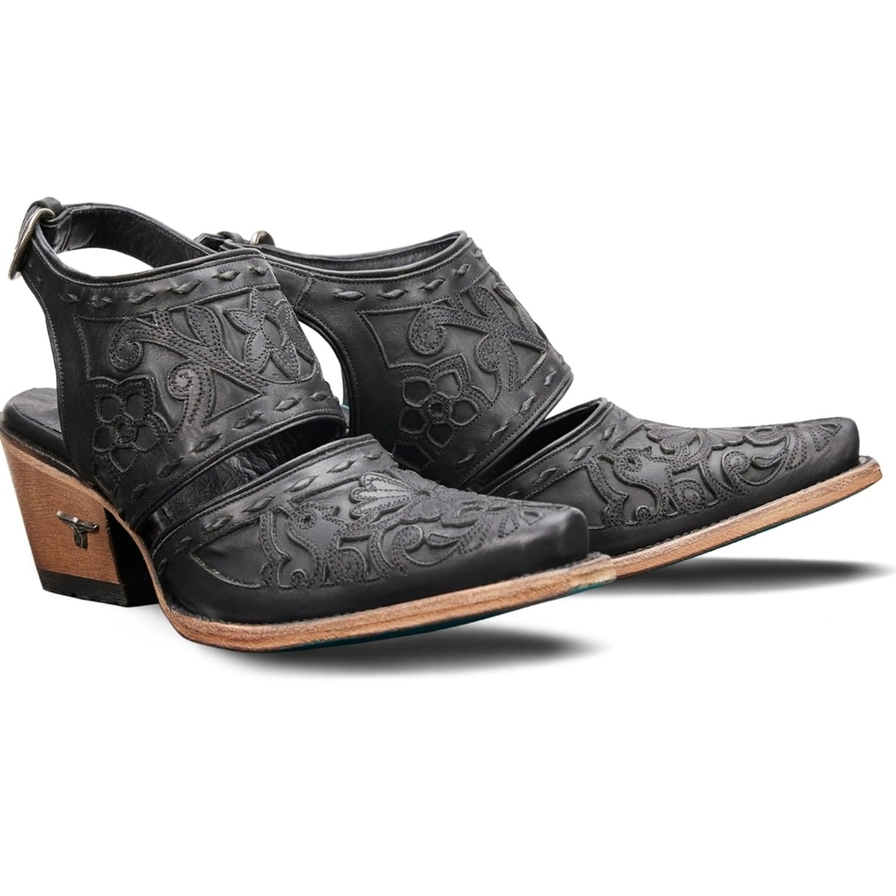 Lane Robin Tooled Inlay Snip Toe Singleback Mules